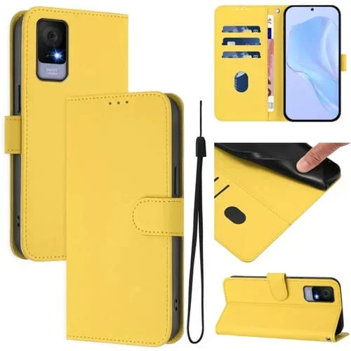 Funda de Piel Sintética con Cordón para TCL 405/406/408 (Amarillo Limón)