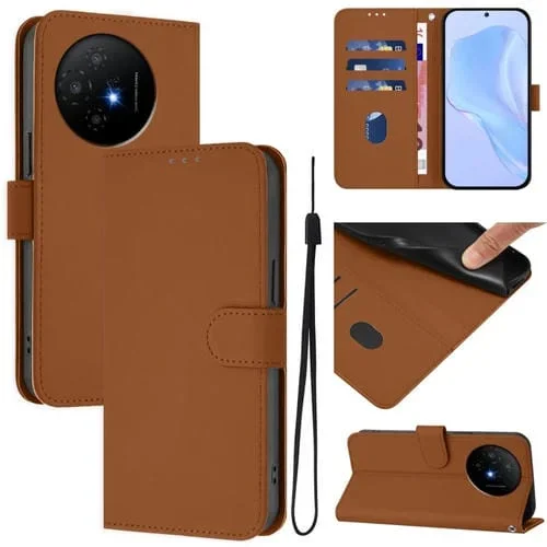Funda de Piel Sintética con Cordón para TCL 50 XL (Marrón)