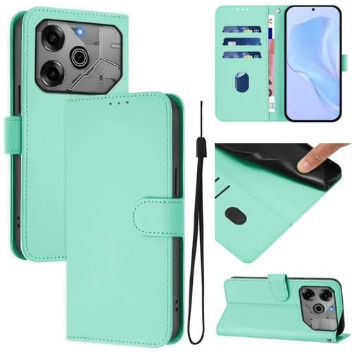 Funda de Piel Sintética con Cordón para Tecno Spark 6 Go/Go 2021 (Verde Menta)