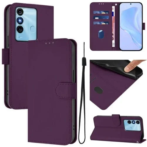 Funda de Piel Sintética con Cordón para Teléfono Itel P38/Vision 3 (Violeta)