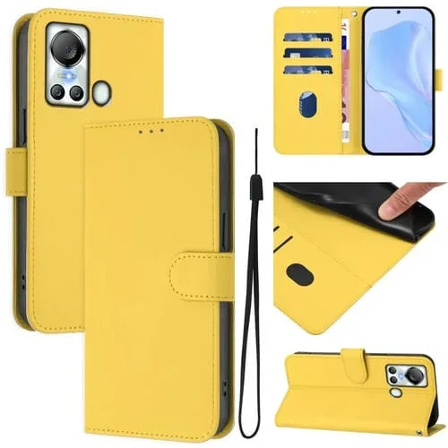 Funda de Piel Sintética con Cordón para Teléfono Itel S18/Vision 5 (Amarillo Limón)