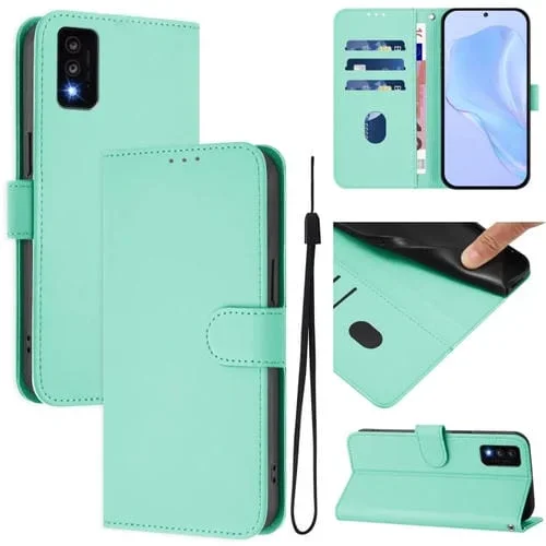Funda de Piel Sintética con Cordón para Teléfono TCL 30T (Verde Menta)