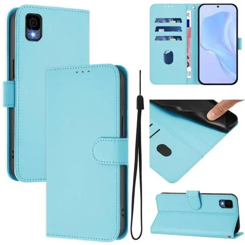 Funda de Piel Sintética con Cordón para Teléfono TCL 30Z T602Dl (Azul Cielo)