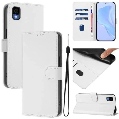 Funda de Piel Sintética con Cordón para Teléfono TCL 30Z T602Dl (Blanco)