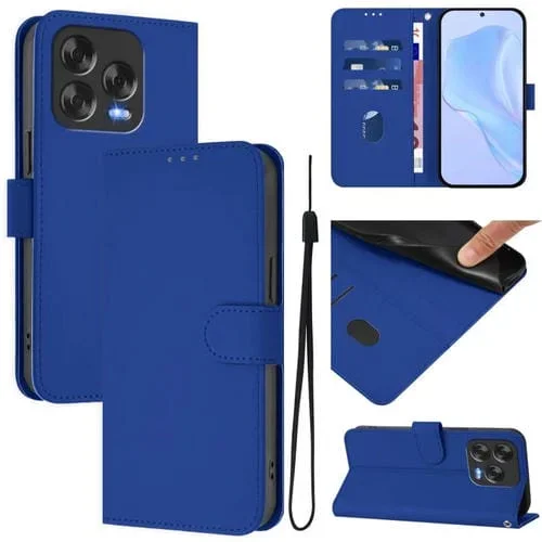 Funda de Piel Sintética para ZTE Blade V70 con Cordón (Azul Oscuro)