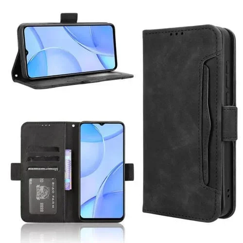 Funda de Piel Textura Becerro con Ranuras para Tarjetas para Oukitel C57S (Negra)