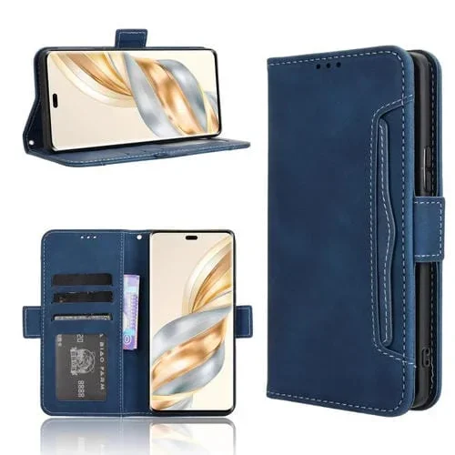 Funda de Piel Textura de Becerro con Ranuras para Tarjetas para Honor X60 Pro 5G / X9C 5G (Azul)