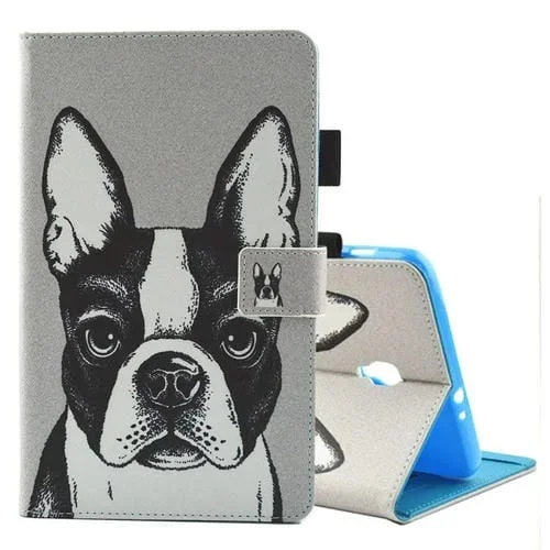 Funda de piel vuelta horizontal 8.0 Dogo patrón T380 y T385 con sostenedor y ranuras para tarjetas