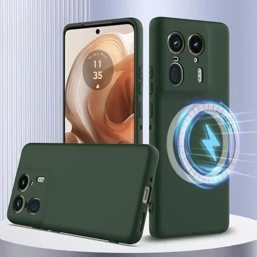 Funda de Silicona a Prueba de Golpes Magsafe para Motorola Moto X50 Ultra (Verde Oscuro)