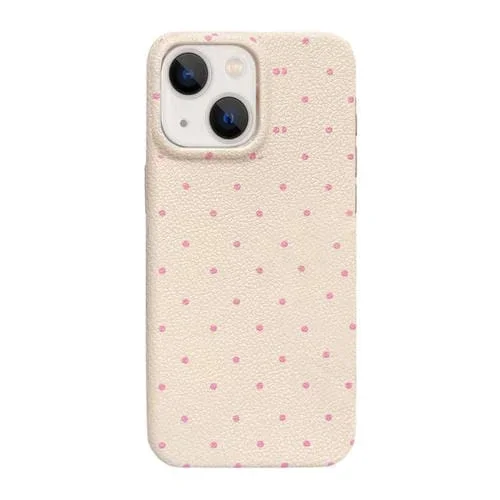 Funda de Silicona Dopamine para iPhone 15 con Lunares (Blanca)