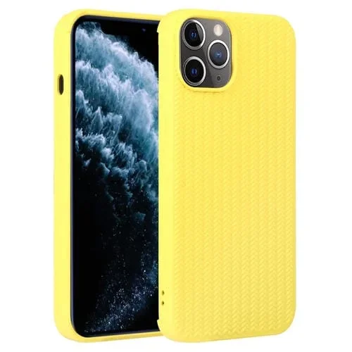 Funda de Silicona iPhone 11 Pro Max Weave Texture Protección (Amarillo)