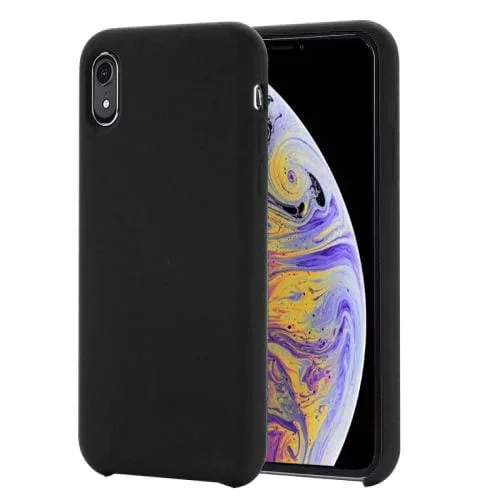 Funda de Silicona Líquida Cobertura Total para iPhone Xr Four Corners (Negro)