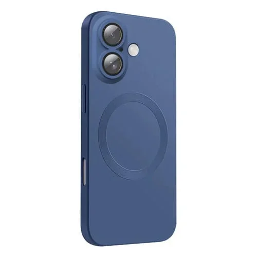 Funda de Silicona Líquida Magsafe con Textura de Cd para iPhone 16 Plus (Azul Medianoche)