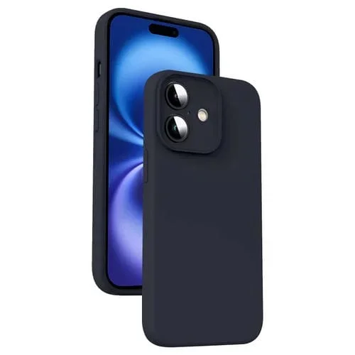 Funda de silicona líquida microfibra para iPhone 16 a prueba de golpes (Negra)