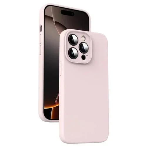 Funda de Silicona Líquida Microfibra para iPhone 16 Pro a Prueba de Golpes (Rosa)