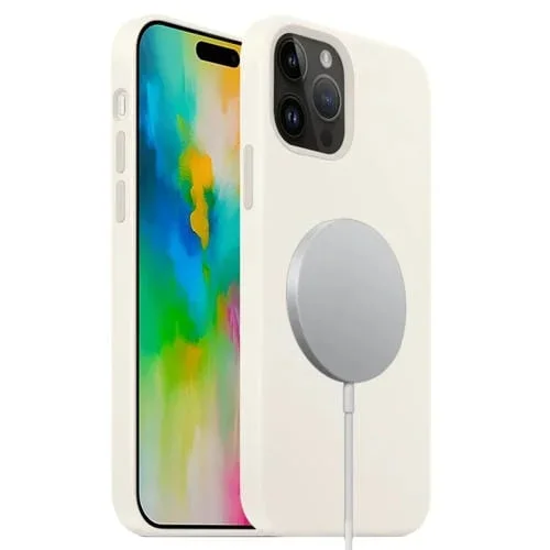 Funda de Silicona Líquida para iPhone 16 Pro Cobertura Total Magsafe (Blanca)