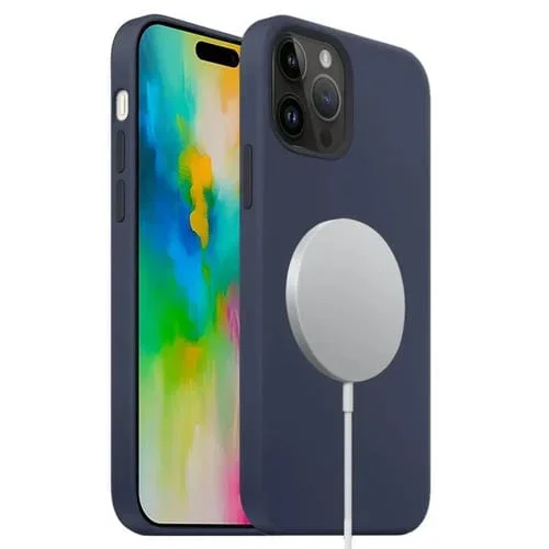 Funda de Silicona Líquida para iPhone 16 Pro Max con Cobertura Total y Magsafe (Azul Marino)