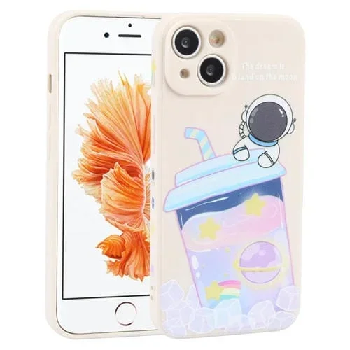Funda de Silicona Líquida para iPhone 6 / 6S Milk Tea Astronaut Pattern (Blanco Marfil)