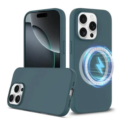 Funda de Silicona Magsafe para iPhone 16 Pro con Botón de Control de Cámara (Verde Lago)