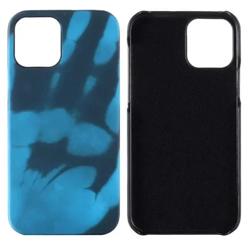 Funda de Silicona para iPhone 15 Pro Max con Decoloración y Sensor Térmico (Negro y Azul)