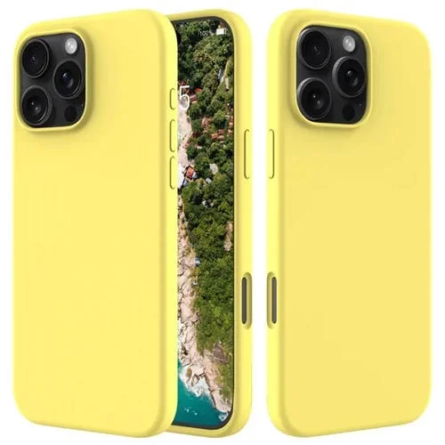 Funda de Silicona para iPhone 16 Pro Color Sólido (Amarillo Limón)
