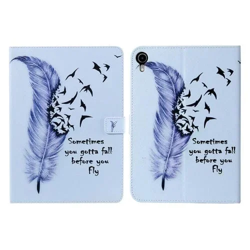Funda de Tableta Cuero Horizontal Dibujo Coloreado para iPad Mini 6 (Pluma)