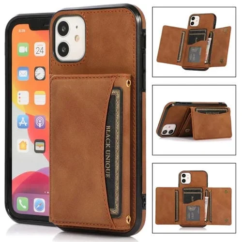 Funda de Teléfono Cuero Tridimensional con Ranura Tarjeta Billetera Soporte iPhone 11 Pro Max (Brown)