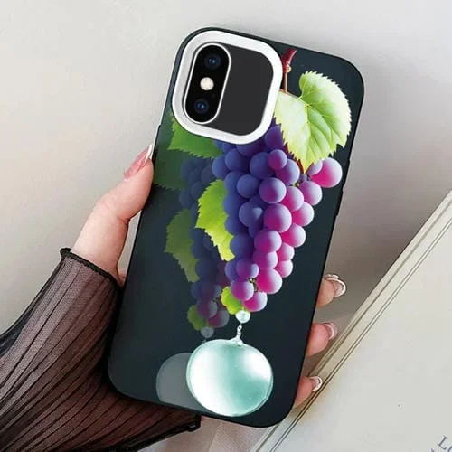 Funda de Teléfono híbrida iPhone Xs Max TPU patrón de Uva para PC (Negro)