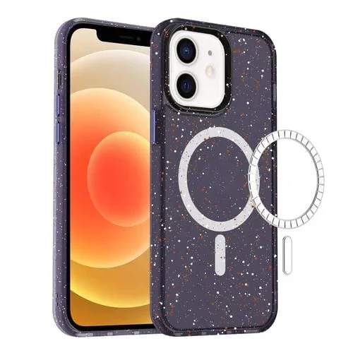 Funda de teléfono híbrida TPU Magsafe para iPhone 11 con salpicaduras de tinta colorida (Púrpura)