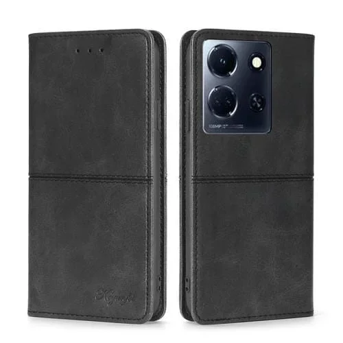Funda de Teléfono Infinix Note 30 5G Cuero Magnético Textura de Vaca (Negro)