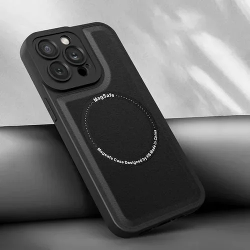 Funda de Teléfono iPhone 11 Magsafe Cuero Liso Magnética (Negro)