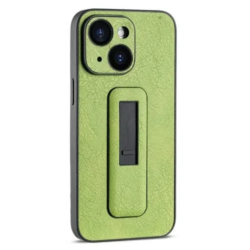 Funda de teléfono iPhone 13 Cuero PU Soporte Push-Pull a prueba de golpes (Verde)