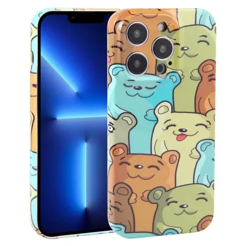 Funda de Teléfono iPhone 13 Pro PC Cobertura Total de Red a Prueba de Polvo (Oso Lindo)