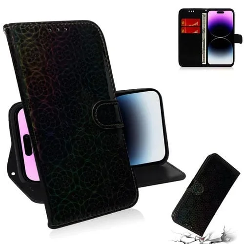 Funda de Teléfono iPhone 15 Pro Cuero con Hebilla Magnética (Negro)