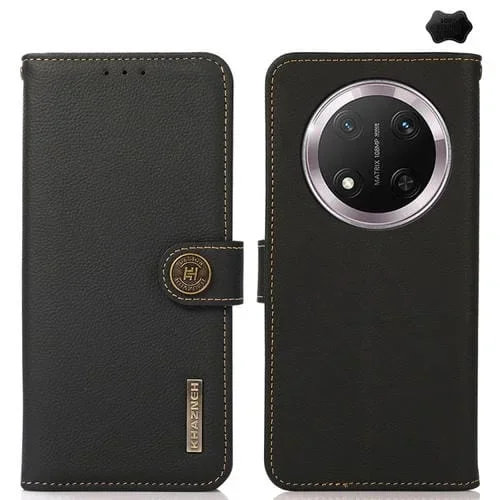 Funda de Teléfono Khazneh Custer con Rfid Cuero Genuino para Honor X9C (Negro)