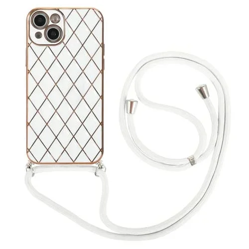 Funda de Teléfono Lámina de Piel de Cordero Galvanoplatos para iPhone 13 Mini (Blanco)