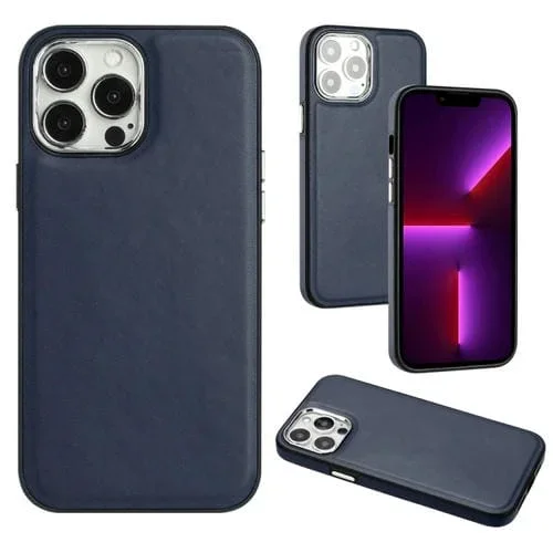 Funda de Teléfono para iPhone 13 Pro Cobertura Total Textura de Cuero (Azul)