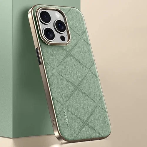 Funda de Teléfono para iPhone 13 Pro PC Cuero Liso (Verde)