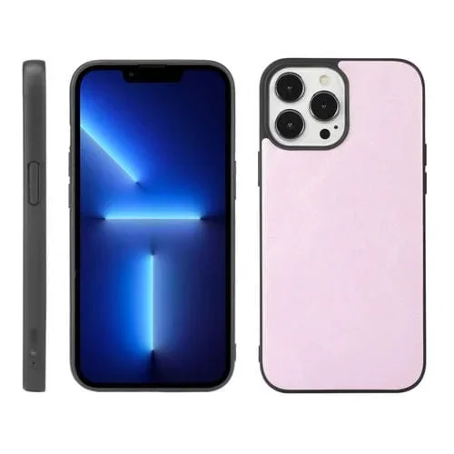 Funda de teléfono para iPhone 13 Pro PU con textura de piel de vaca (Rosa)