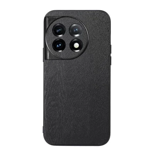 Funda de Teléfono PU OnePlus 11R/Ace 2 con Textura de Madera (Negro)