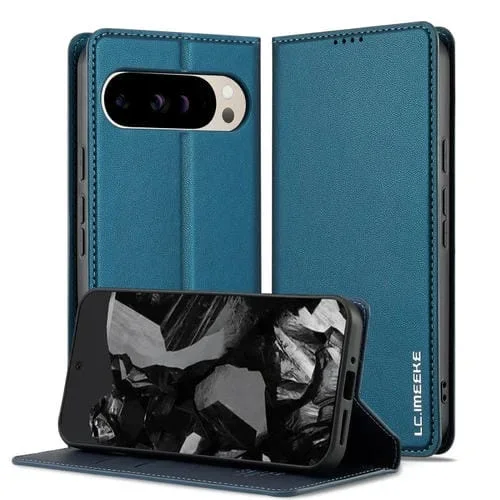 Funda de Teléfono PU para Google Pixel 9 Pro XL Lc.Imeeke L1 Series (Azul)