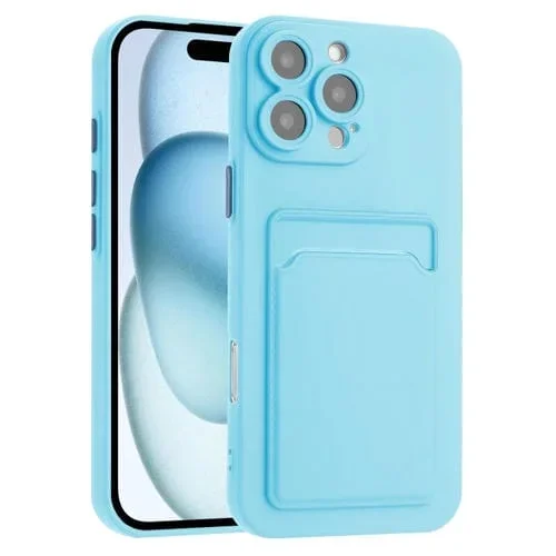 Funda de Teléfono TPU con Botones Color Contraste y Tacto Piel para iPhone 16 Pro Max (Azul Cielo)