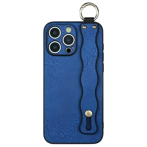 Funda de Teléfono TPU con Soporte de Pulsera Ondulado para iPhone 15 Pro Max (Azul)