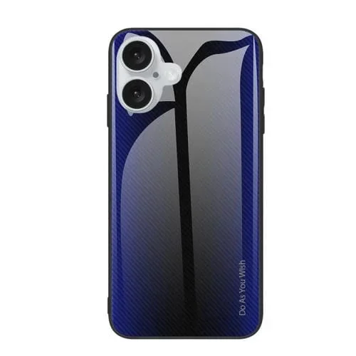 Funda de Teléfono TPU con Textura de Vidrio Degradado para iPhone 16 Plus (Azul Oscuro)
