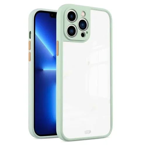 Funda de Teléfono TPU Dos Colores para iPhone 13 Pro Botón Galvanizado (Verde)