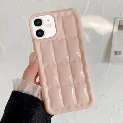 Funda de Teléfono TPU iPhone 11 Textura de Rejilla 3D (Rosa)