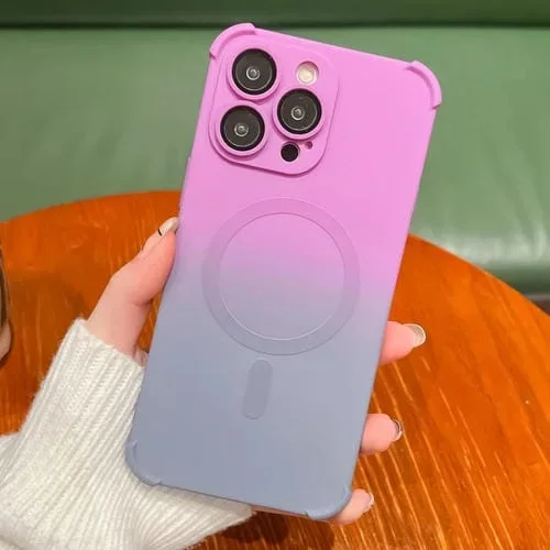 Funda de Teléfono TPU iPhone 13 Pro Degradado Prueba de Golpes Cuatro Esquinas (Gris Púrpura)