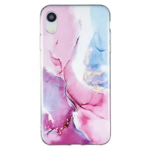 Funda de Teléfono TPU iPhone Xr Imd Patrón Mármol (Rosa Azul)