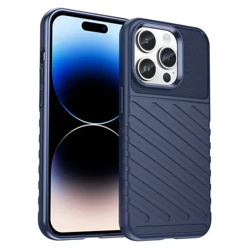 Funda de Teléfono TPU para iPhone 15 Pro Max Thunderbolt a Prueba de Golpes (Azul)