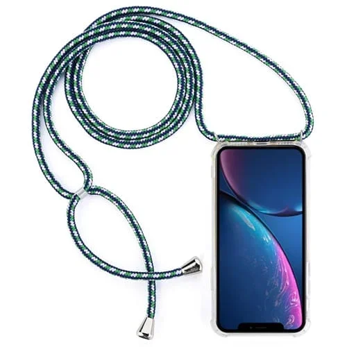 Funda de Teléfono TPU para iPhone Xr Anticaída con Cordón (Verde, Blanco, Azul)
